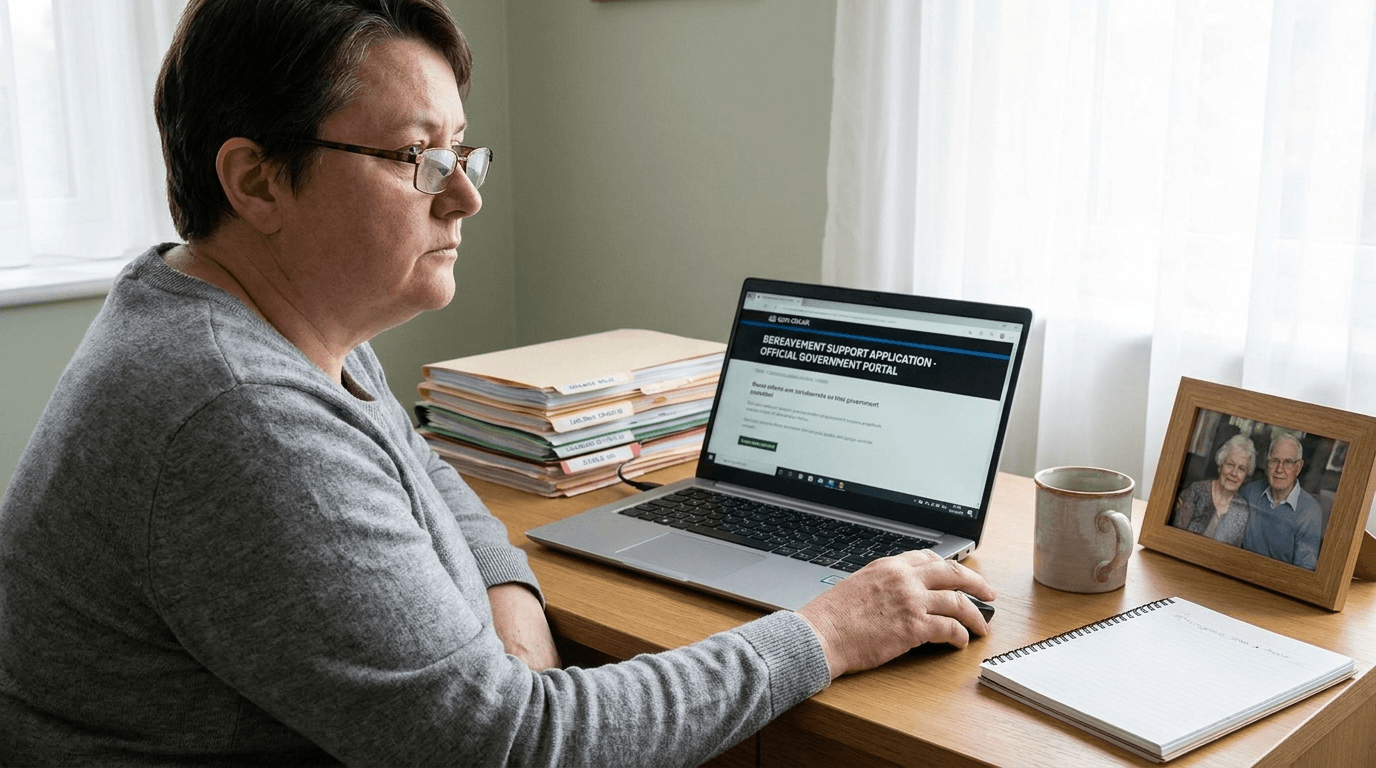 Persoon vraagt online ANW uitkering aan via computer