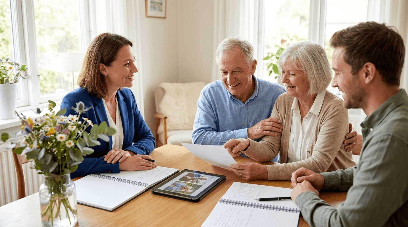 Uitvaartverzorger en familie plannen ceremonie samen