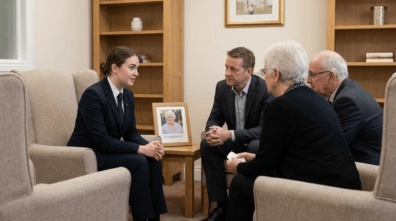 Jonge uitvaartleider bespreekt plannen met familie